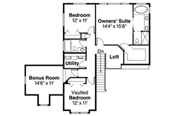 Floor Plan - Upper Floor for Modern House Plan #124-714 - 3 bed, 2.5 bath