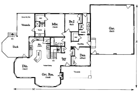 Floor Plan - Main Floor for Traditional House Plan #409-1116 - 3 bed, 2 bath