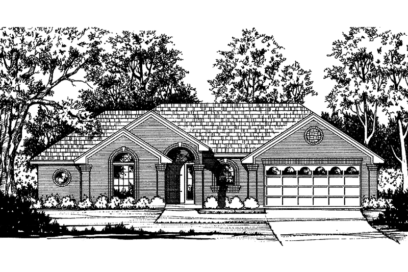 Architectural House Design - Exterior - Front Elevation 3 for Ranch House Plan #40-440 - 3 bed, 2 bath