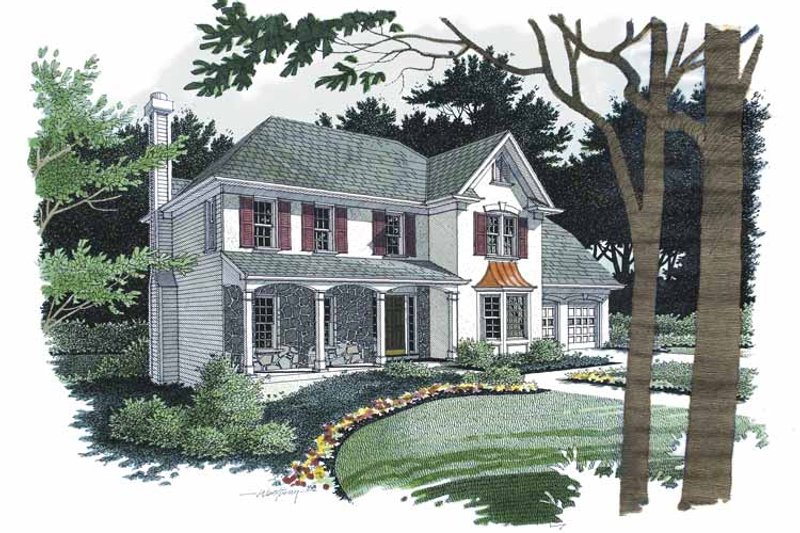 Architectural House Design - Exterior - Front Elevation 4 for Colonial House Plan #56-671 - 4 bed, 2.5 bath