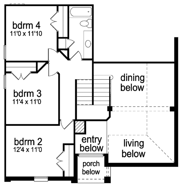 Home Plan - Traditional Floor Plan - Upper Floor Plan #84-756