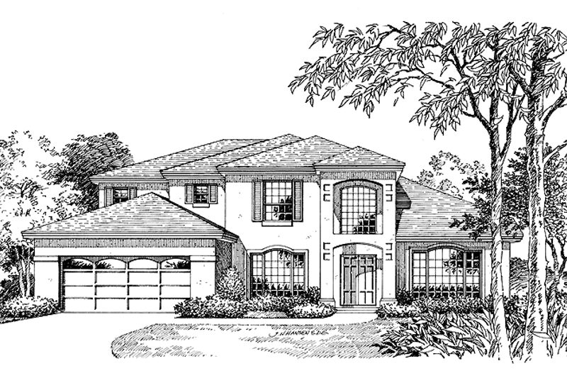 Architectural House Design - Exterior - Front Elevation 3 for Mediterranean House Plan #1015-4 - 5 bed, 3 bath
