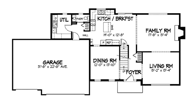 Home Plan - Colonial Floor Plan - Main Floor Plan #320-893