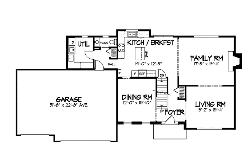 Home Plan - Floor Plan - Main Floor for Colonial House Plan #320-893 - 4 bed, 2.5 bath