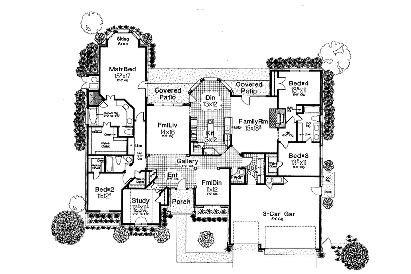 Home Plan - Floor Plan - Main Floor for Country House Plan #310-1105 - 4 bed, 3.5 bath