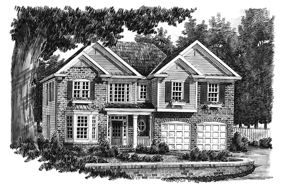 Exterior - Front Elevation 3 for Colonial House Plan #927-843 - 3 bed, 2.5 bath