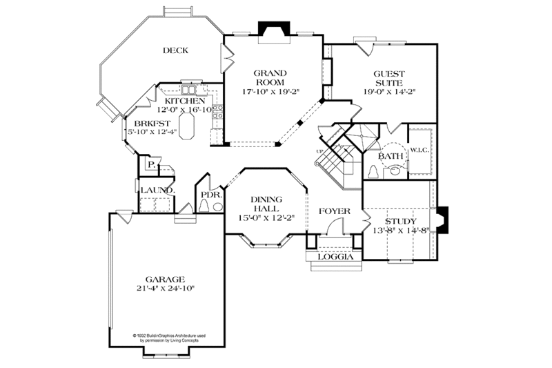 Architectural House Design - Floor Plan - Main Floor for European House Plan #453-167 - 4 bed, 3.5 bath