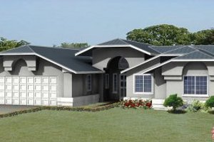 Adobe / Southwestern Exterior - Front Elevation Plan #1-550