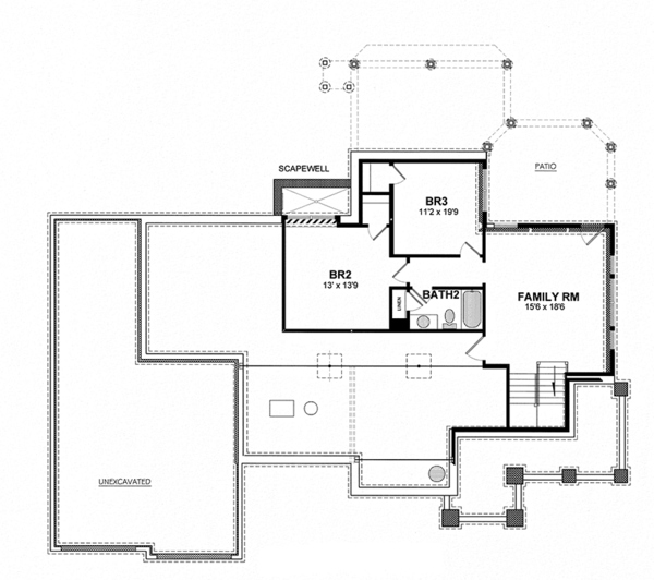 Dream House Plan - Ranch Floor Plan - Lower Floor Plan #316-288