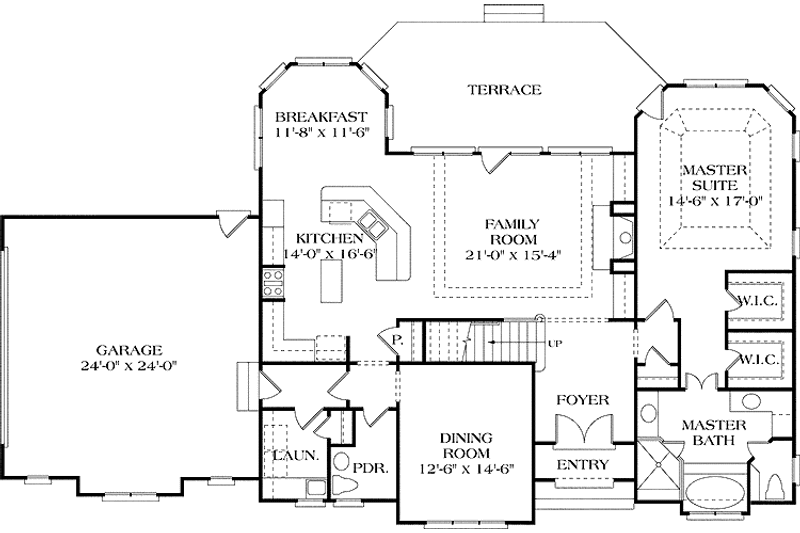 Home Plan - Floor Plan - Main Floor for Country House Plan #453-275 - 3 bed, 3.5 bath