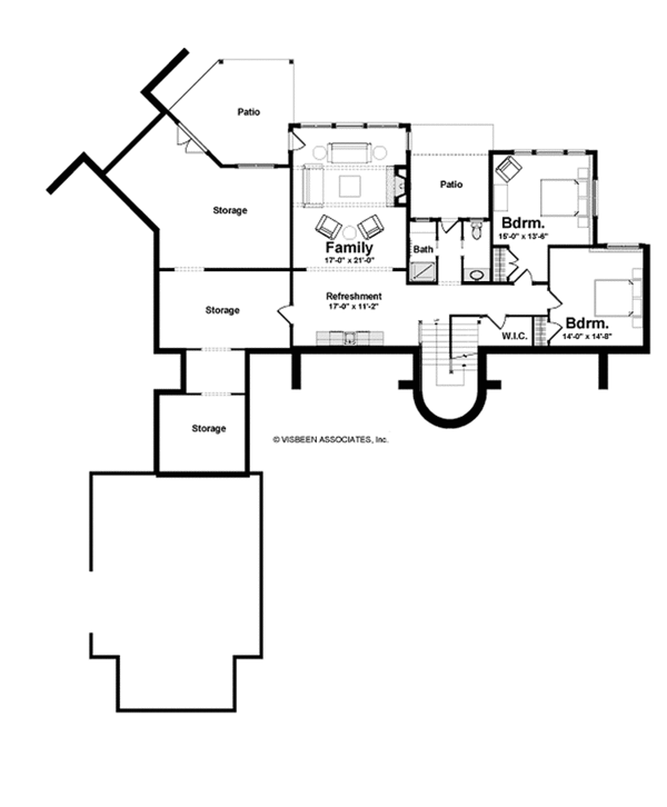 Architectural House Design - Traditional Floor Plan - Lower Floor Plan #928-236