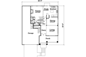 Floor Plan - Main Floor for Craftsman House Plan #78-205 - 3 bed, 3 bath