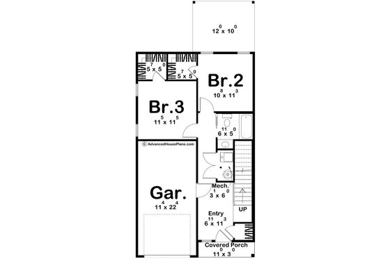 Floor Plan - Main Floor for Farmhouse House Plan #455-581 - 3 bed, 2.5 bath