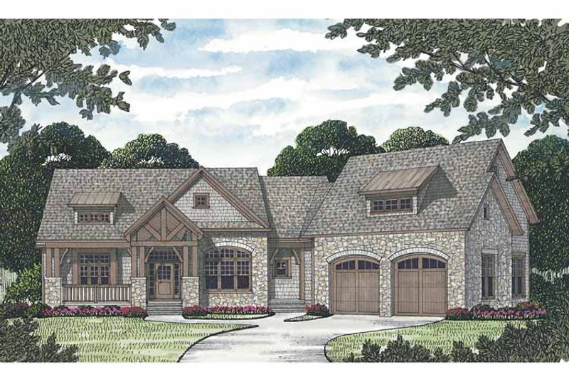 House Blueprint - Exterior - Front Elevation 3 for Craftsman House Plan #453-577 - 4 bed, 4 bath