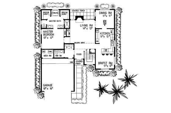 Floor Plan - Main Floor for Contemporary House Plan #72-914 - 4 bed, 2.5 bath