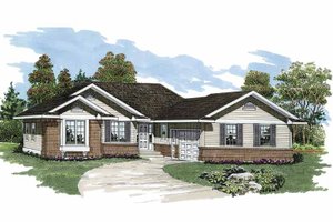 Architectural House Design - Exterior - Front Elevation for Ranch House Plan #47-791 - 3 bed, 2 bath