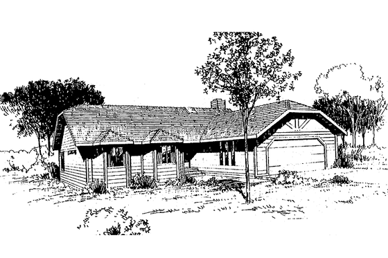 Exterior - Front Elevation 3 for Country House Plan #60-976 - 3 bed, 2 bath
