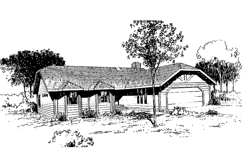 Architectural House Design - Exterior - Front Elevation 3 for Country House Plan #60-976 - 3 bed, 2 bath