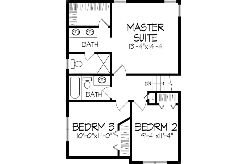 Home Plan - Floor Plan - Upper Floor for Tudor House Plan #51-715 - 3 bed, 2.5 bath