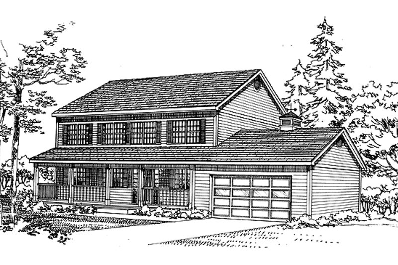 Architectural House Design - Exterior - Front Elevation 3 for Colonial House Plan #72-1026 - 4 bed, 2.5 bath