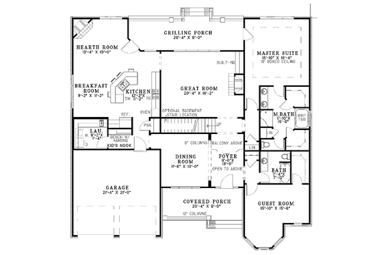 Floor Plan - Main Floor for Traditional House Plan #17-2802 - 4 bed, 3 bath