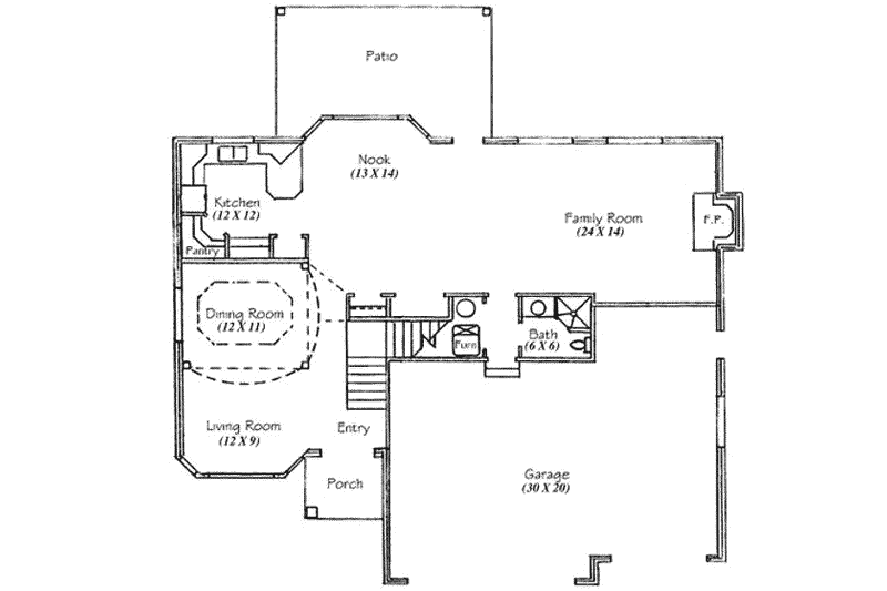 Dream House Plan - Floor Plan - Main Floor for Traditional House Plan #5-183 - 3 bed, 2.5 bath