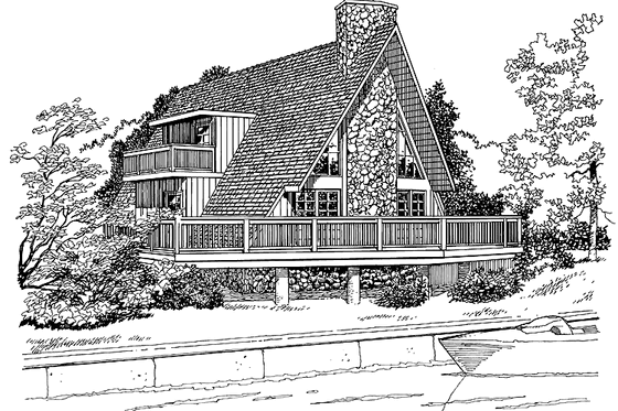 Exterior - Front Elevation House Plan #72-1048 - 3 bed, 2 bath