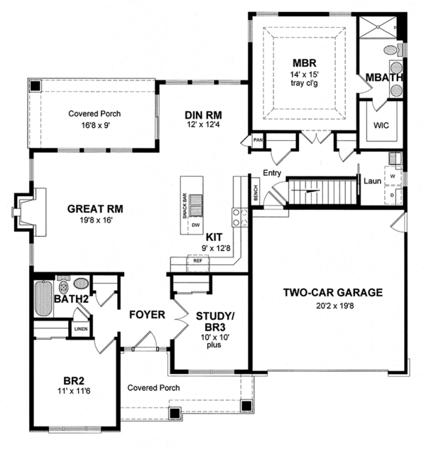 Home Plan - Ranch Floor Plan - Main Floor Plan #316-284