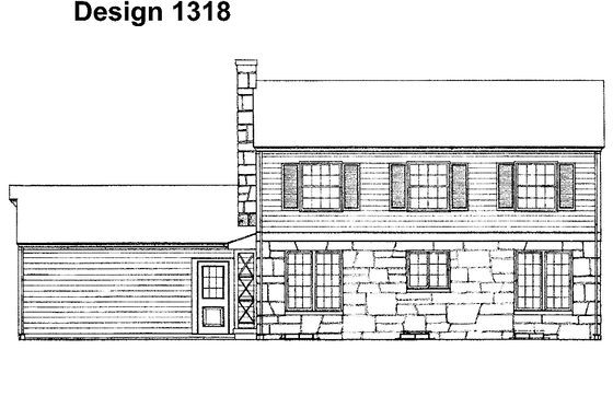Exterior - Rear Elevation for Country House Plan #72-503 - 5 bed, 2.5 bath