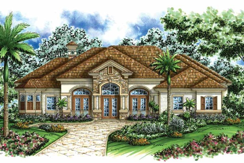 Architectural House Design - Exterior - Front Elevation 3 for Mediterranean House Plan #1017-30 - 3 bed, 3 bath