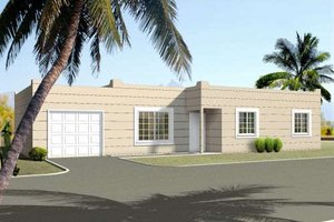 House Blueprint - Adobe / Southwestern Exterior - Front Elevation Plan #1-1050