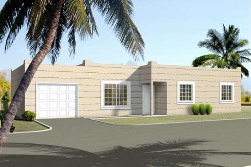 Dream House Plan - Adobe / Southwestern Exterior - Front Elevation Plan #1-1050