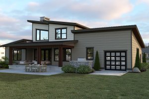 Exterior - Rear Elevation for Contemporary House Plan #1070-44 - 3 bed, 2.5 bath