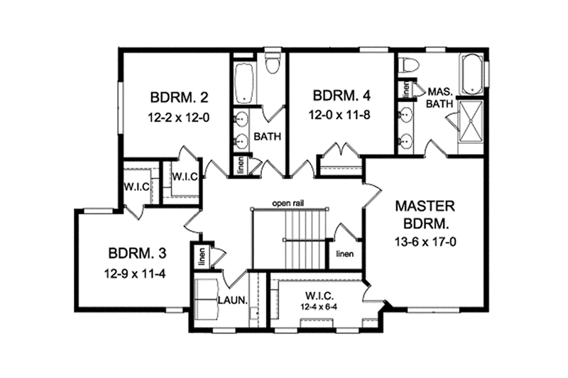 Dream House Plan - Floor Plan - Upper Floor for Traditional House Plan #1010-136 - 4 bed, 2.5 bath