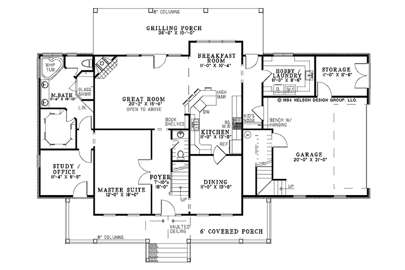 Architectural House Design - Floor Plan - Main Floor for Country House Plan #17-2776 - 4 bed, 2.5 bath