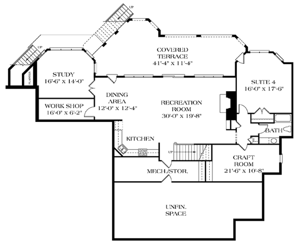 Dream House Plan - Classical Floor Plan - Lower Floor Plan #453-325