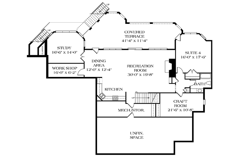Dream House Plan - Floor Plan - Lower Floor for Classical House Plan #453-325 - 5 bed, 2.5 bath