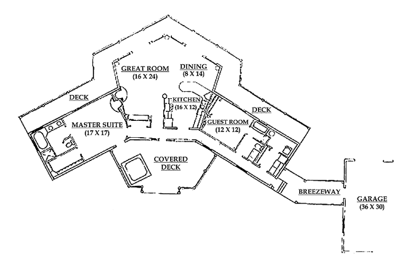 Home Plan - Floor Plan - Main Floor for Contemporary House Plan #945-2 - 2 bed, 2 bath