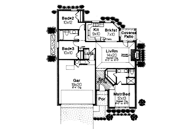Home Plan - Floor Plan - Main Floor for Ranch House Plan #310-1218 - 3 bed, 2 bath