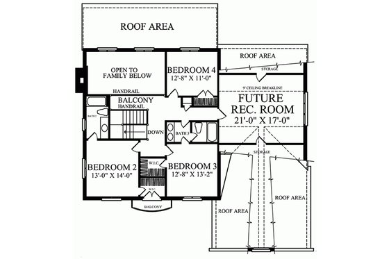 Floor Plan - Upper Floor for European House Plan #137-137 - 4 bed, 3 bath