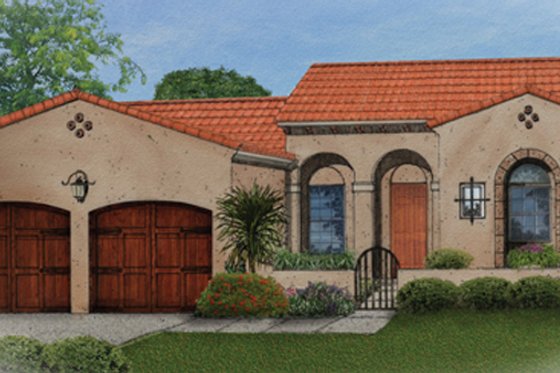 Exterior - Front Elevation 3 for Mediterranean House Plan #1058-5 - 3 bed, 2 bath