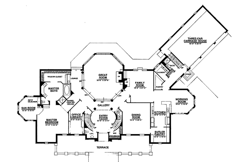 House Design - Floor Plan - Main Floor for European House Plan #1016-59 - 5 bed, 6.5 bath