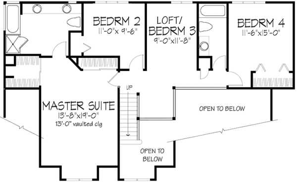 Architectural House Design - Prairie Floor Plan - Upper Floor Plan #320-1098