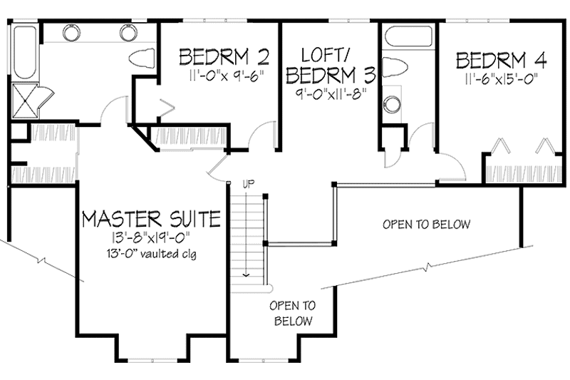 Home Plan - Floor Plan - Upper Floor for Prairie House Plan #320-1098 - 3 bed, 2.5 bath