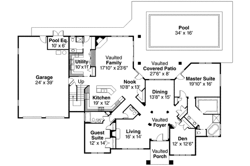 Home Plan - Floor Plan - Main Floor for European House Plan #124-462 - 5 bed, 4.5 bath