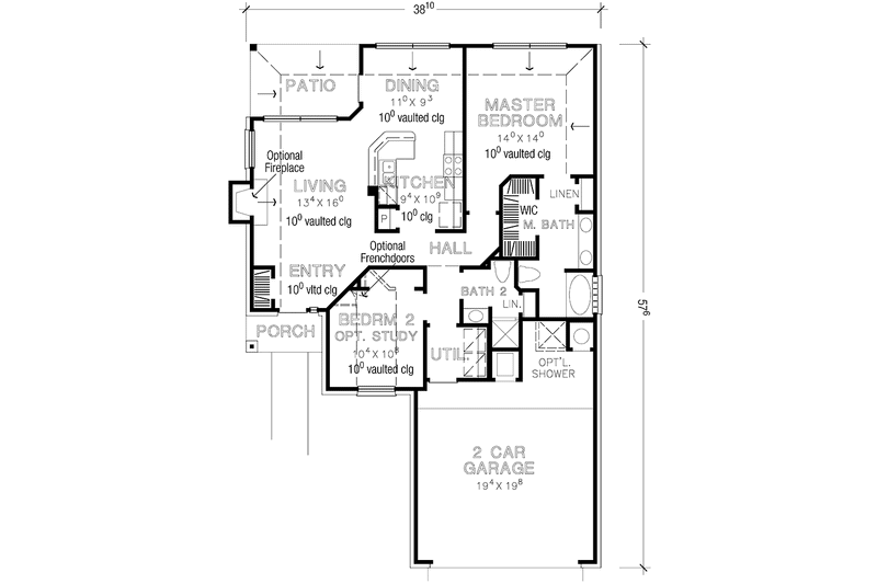 Home Plan - Floor Plan - Main Floor for European House Plan #472-433 - 2 bed, 2 bath