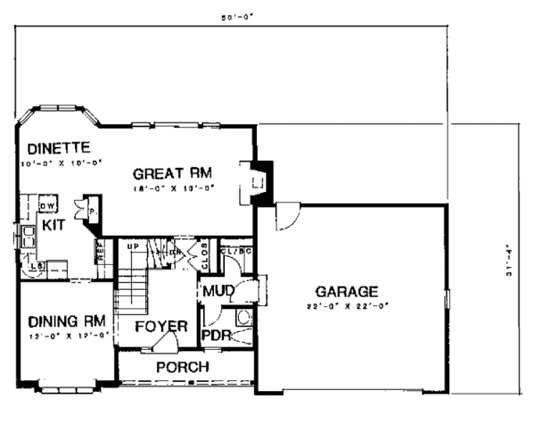 Architectural House Design - Country Floor Plan - Main Floor Plan #1001-118