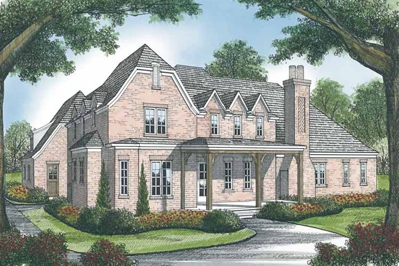 Home Plan - Exterior - Rear Elevation for European House Plan #453-583 - 4 bed, 4.5 bath