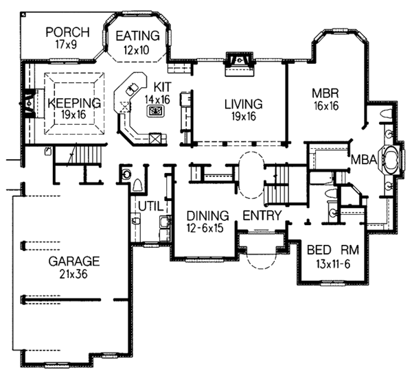 Architectural House Design - Traditional Floor Plan - Main Floor Plan #15-367