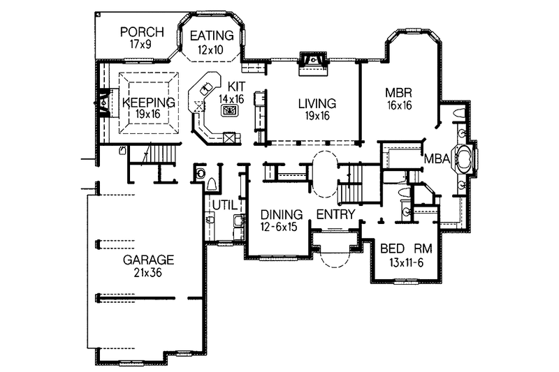 Home Plan - Floor Plan - Main Floor for Traditional House Plan #15-367 - 4 bed, 4.5 bath